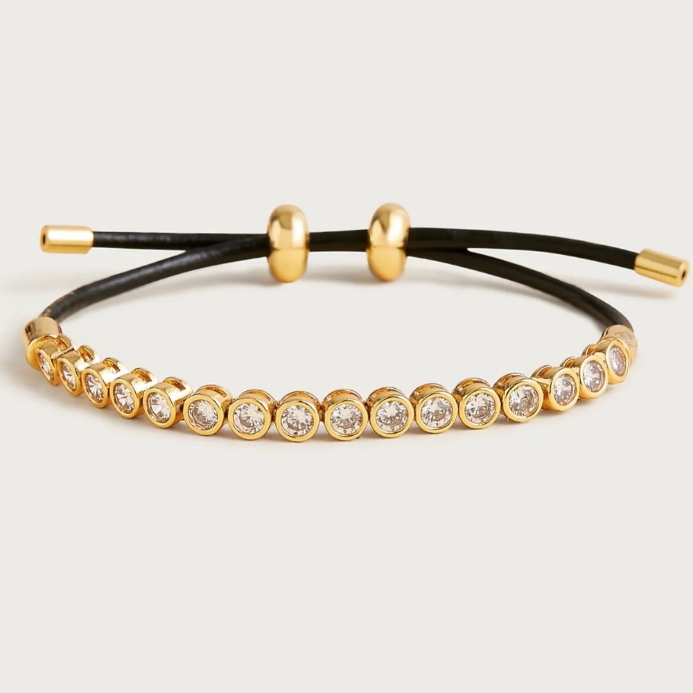 J. Crew leather and cubic zirconia bezel-set tennis bracelet ~ NWT